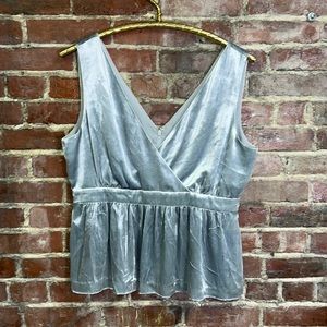 J. Crew velvet peplum top NWT Size 12 Metallic silver gray movement shimmer